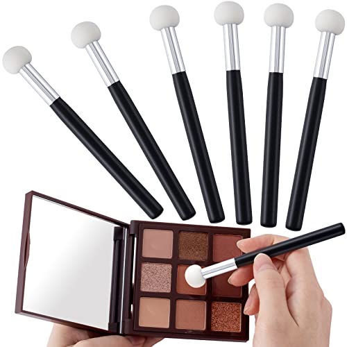 Pagow 6Pcs Sponge Makeup Applicator, Sponge Eyeshadow Applicators Makeup, Eyeshadow Sponge Brush, Cotton Eye Makeup Eyeshadow Brushes Set For Women Girls (4.5 Inch Long Handle+White Mushroom Head) Reusable #TOP20