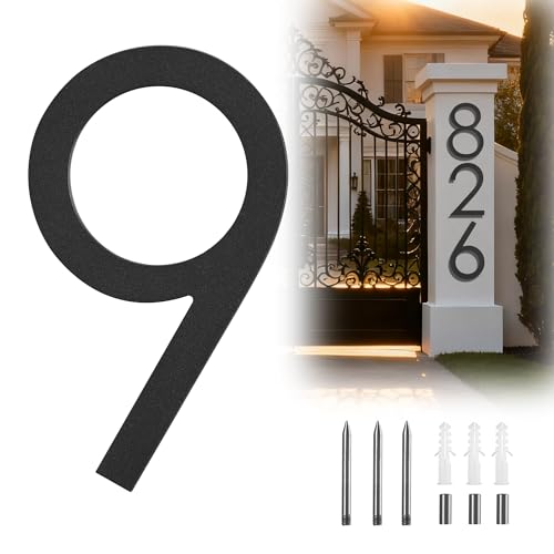 12 Inch Large Metal House Numbers for Outside Black Modern Address Number 9 by RESINER - Used condition - US$23.74