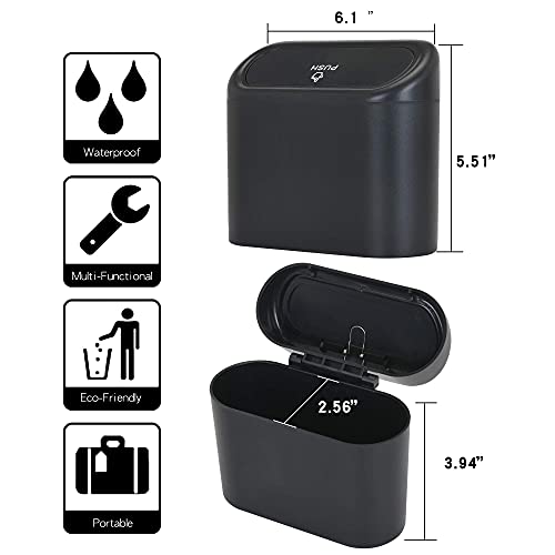 Image of CZWL&HG Car Trash Can with Lid - Portable Mini Waterproof & Odor-Resistant Garbage Bin for Car Door /Office /Home, with 20 Pcs Plastic Trash Bag, Plastic Wastebasket Auto Trash Can