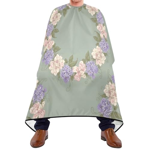 Capa profesional para corte de cabello con estampado floral, impermeable, para barbería y peluquería, con cierre ajustable de broche