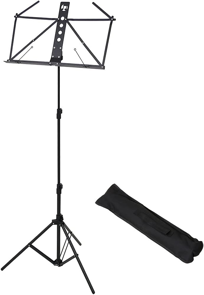 KC MS-2AL/BK Music Stand, Lightweight Aluminum, Black (Soft Case Included)