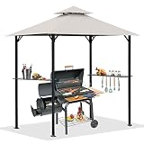 Warmally 8' x 5' Grill Gazebo, BBQ Canopy for Outdoor Grill, Barbecue Gazebo Grill Pergola with Led