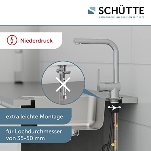 Schütte Bateria Kuchenna Niskociśnieniowa London z Wyciąganą Wylewką, do Bojlera/Urządzeń Pod Zlewozmywakiem, Obrotowa 360 Stopni 79719, Chrom