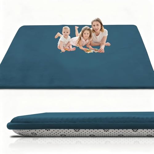 Taxestmy Alfombra De Habitacion Bebe Alfombra Bebe Gruesa 2cm Antideslizante Alfombra Habitación Infantil de Juego Bebe Claro Terciopelo Coral para Sala de Juegos, Guardería 90 x 150 cm Azul Cielo