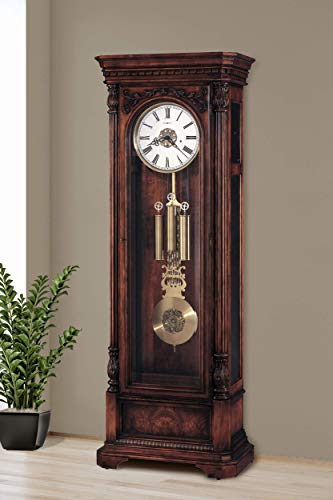 Howard Miller Trieste Floor Clock, Distressed Wood Finished Bezel with Triple Chimes Movement Lockable Glass Door, Vertical Grandfather Timepiece Home Decor for Bedroom, Office Floor Mount - Thumbnail 2
