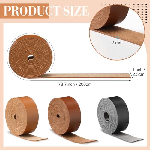 SilTriangle 3 rolos de tiras de couro tiras de cinto de couro planas tiras de couro sintético de um