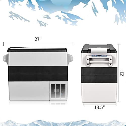 Costway Car Refrigerator, 55-Quart Dual-Zone Electric Cooler With Shockproof, Lcd Display, 12V/24V Dc, 100-240V Ac, -4°F To 50°F, Portable Car Fridge For Rv Truck Travel Home Camping Vehicles, Gray #TOP5