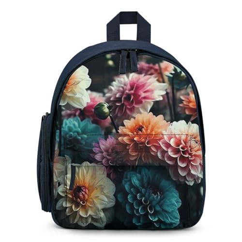Beautiful Flowers Backpack Small Book Bag with Side Pocket, Lightweight Durable Backpack, Travel Rucksack, Blue-style