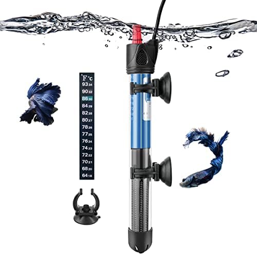 PYPABL 25W 50W 100W 300W Aquarium Heater, Submersible Glass Heater for 5L-300Litres Fish and Turtle Tank