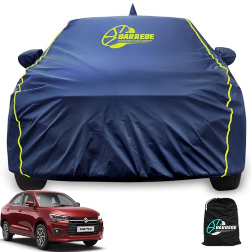 Image of Waterproof Car Body Cover for Maruti Suzuki Dzire New Model 100% All Weather Proof with Mirror & Antenna Packet & Full Bottom Elistic, Triple Stitching with 100% Nail Proof Cover Navy Blue