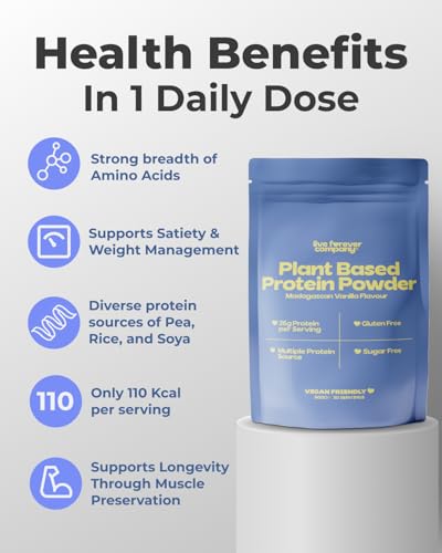 Vegan Protein Powder - 30 Servings - High Protein (26G) Low Calorie (110Kcal) - Pea, Rice & Soy Plant Based Protein Powder Vegan Blend - Dairy Free, Gluten Free, Sugar Free - Vanilla, 900G - 7