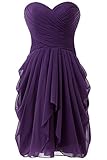 Women's Chiffon Bridesmaid Dress Short Homecoming Prom Dresses Purple US2