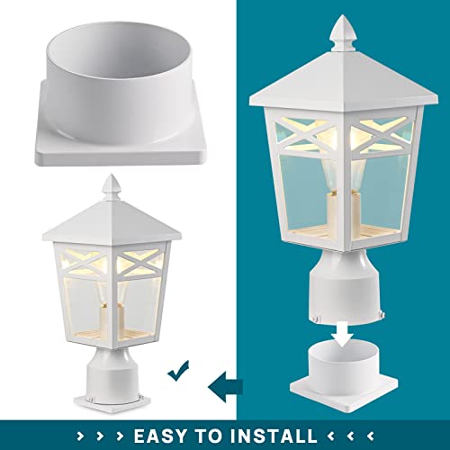 Outdoor Pier Mount Base, Pier Mount Adapter for 3" Diameter Stub Post, Post Light Base Mount for Deck Porch Patio White - Thumbnail 4