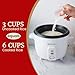 Elite Gourmet Electric Rice Cooker with Steam Tray and Non-Stick Inner Pot Makes Soups, Stews, Grains, Cereals, Keep Warm Feature, 6 Cups Cooked (3 Cups Uncooked), White