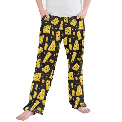 Cheese Long Pajama Pants Elastic Waist PJ Bottoms with Pockets S A111422