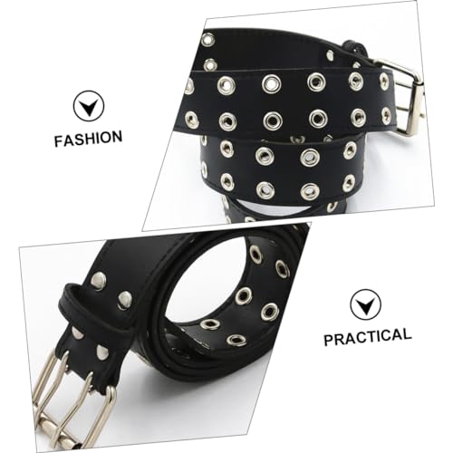 1Pc Fashionable Punk Style Artificial Belt for Men Versatile Black Waistband with Pin Buckle for Leisure Appointments and Outings3