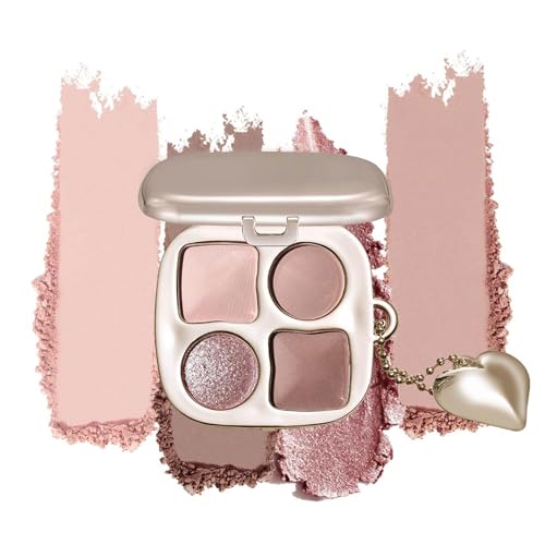 Floruvia 4-Color Warm Neutral Nude Eyeshadow Palette with Mirror – Matte & Shimmer High Pigment for Everyday Makeup & Contouring