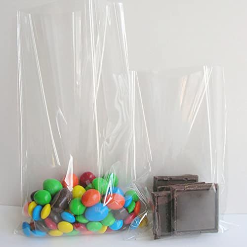 Zcintert Clear Cello Cellophane Treat Bags, 100 Pcs - 10" X 14"(2Mils), Plastic Gift Bags For Candy, Party Favor, Cookies, Candies Packaging, With 4” Twist Ties #TOP3