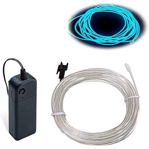 EL Wire Ice Blue, 32.8ft/10m Neon Lights Portable Glowing Strobing Electroluminescent Wire for Parties, Halloween, Christmas, DIY Decoration Cover