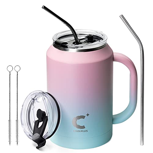Coolplus 32 Oz Tumbler With Handle, Stainless Steel Travel Insulated Mug Water Cup With 2-In-1 Lid And Straw, Double Wall Metal Keep Cold 36 Hrs, Sweet Proof Bpa-Free, Sweet Candy #TOP5