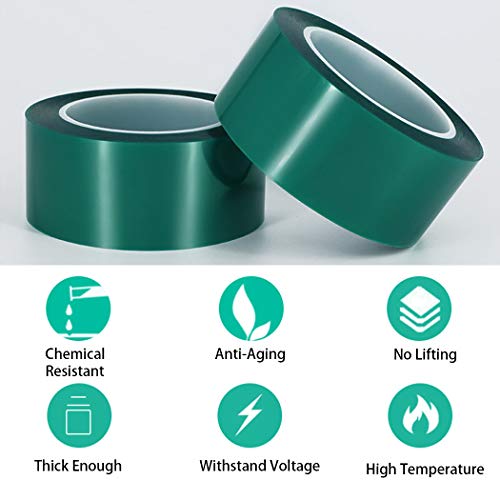 Apt,2 Mil Polyester Tape With Silicone Adhesive, Pet Tape, High Temperature Tape, 3.5 Mil Thickness, Powder Coating, E-Coating (6, 2" X 72Yds) #TOP1
