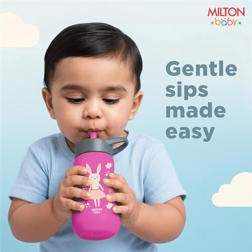 Image of Milton Baby Spout Sipper,No-Spill Design,BPA-Free,Food-Grade Material,Microwave-Sterilizer Safe,Easy-Grip,Smooth Open-Close Action,Lightweight,Ideal Sipper Water Bottle for Kids 12+Month, 420 ml,Pink