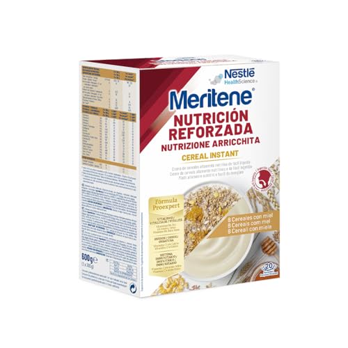 Meritene, Cereales Instantáneos en Polvo para Papilla, Sabor Miel, Comida Preparada Nutritiva, Para la Alimentacion de Adultos con Disfagia y Dificultades para Masticar, 2 Sobres, 300 gr