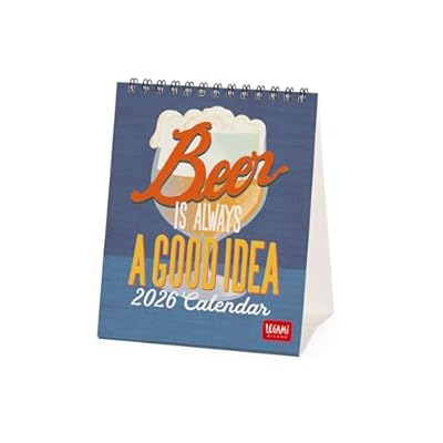 Legami - Calendario de Mesa 2026, Beer, Calendario de Escritorio, 12 Meses y Planificador Anual, en Inglés, Signos del Zodiaco, Fiestas Internacionales, 12 x 14.5 cm | Ya disponible en tu tienda friki favorita! En mundofriki.es!