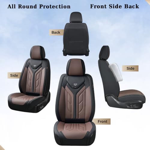 Image of Coverado Seat Covers, Car Seat Covers Front Seats, Leather Seat Covers for Cars, Automotive Seat Covers Car Seat Protector Car Seat Cushion Universal Fit for Most Sedan SUV Pick-up Truck(Black&Coffee)