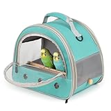 halinfer Small Bird Travel Carrier for Parakeet Budgies Parrot Cockatiel Conure, Portable Lightweight Clear Front Window with Horizontal Bar for 2 Birds Standing Perch