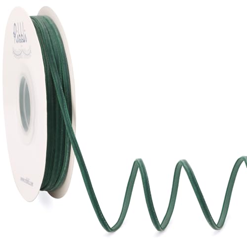 Ribbli Forest Green Velvet Ribbon 1/8 Inches Continuous 25 Yard Spool Forest Green Christmas Ribbon for Gift Wrapping Crafts Home Decor