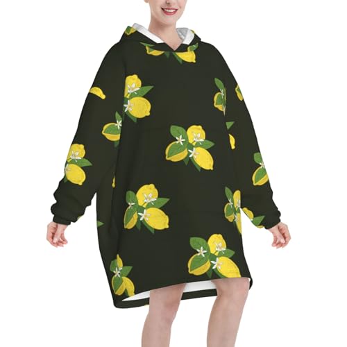 Sweat à capuche couverture imprimé citron et lys noir