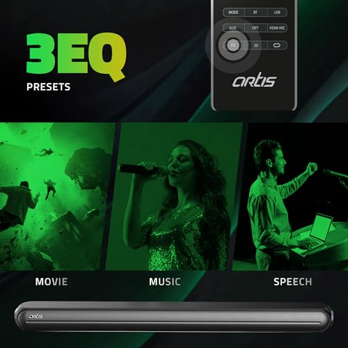 Image of Artis SoundHub 310 2.1 CH 200 Watts Wireless Bluetooth Soundbar with Wired Subwoofer & Multiple Input Modes: Bluetooth /HDMI (ARC) / AUX in /Optical