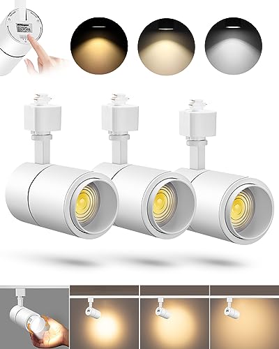 Image of VANoopee 3-Color Zoomable 20W LED Track Lighting Heads H Type Track Light Heads Dimmable Bright Ceiling Spotlight Fixtures for Kitchen, 3000K 4000K 5000K Adjustable, CRI90+ 15-60 2000lm White 3 Pack