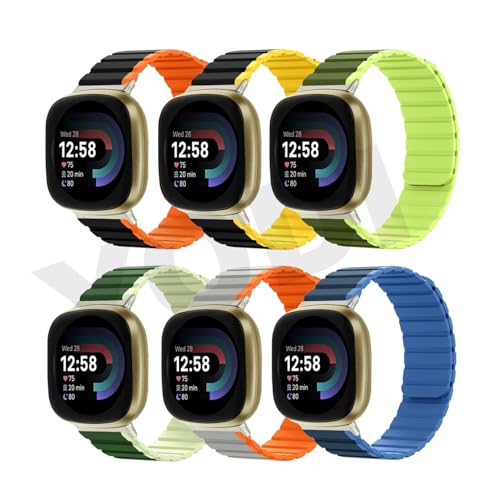 Image of YODI Watch Band Compatible with Fitbit Versa 4 / Fit bit Versa 3 / Fitbit Sense /Sense 2 Band, Soft Replacement Silicone Wristband for Women Flexible Waterproof Sport Watch Strap for Men Large