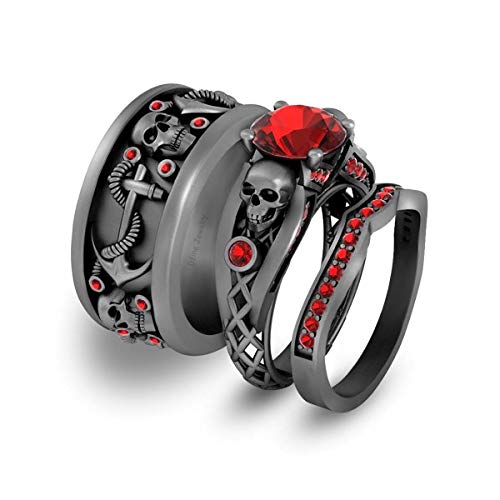 Bague de fiançailles tête de mort en argent sterling 925 style Reine des vampires