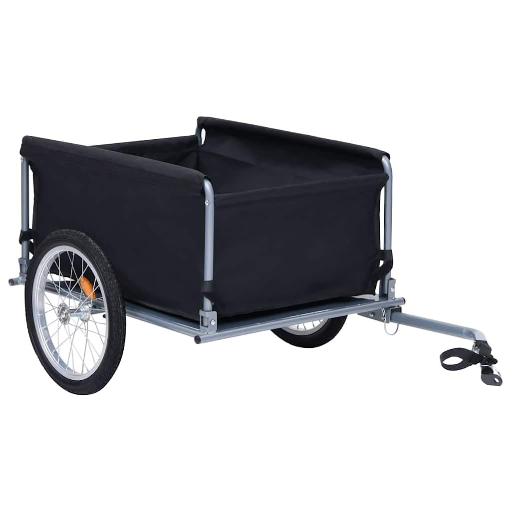 Remorque de vélo avec charge de 65 kg pour transport de charges, cadre en acier, espace de chargement amovible, timon pliable, housse imperméable, noir et rouge