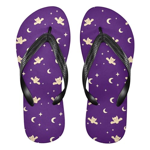 Burbuja Cream Colored Bats Flip Flops for Women Men, Soft Thong Sandals Rubber Slippers for Pool Beach Essentials