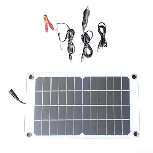 10W 12V Solarpanel, Monokristallines Ladegerät mit Clips, Erhaltungsladung für Auto-Bootbatterien, leichtes Aufladen im Freien