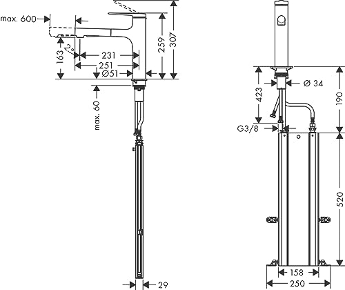 hansgrohe Zesis M33 - Küchenarmatur mit Metall Brause ausziehbar, mit Schlauchbox (sBox), 2 Strahlarten, Wasserhahn Küche mit Auslauf Höhe 160mm, Mischbatterie Küche schwenkbar , Chrom