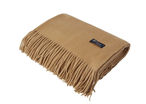 Cashmere Boutique: 100% Pure Cashmere Throw Blanket (Color: Camel Brown, Size: 52" X 72") #TOP1