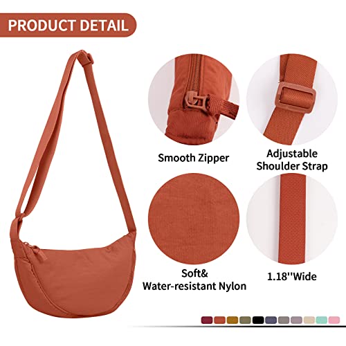 Image of Nylon Crescent Crossbody Bag for Women Men, Small Travel Sling Bag