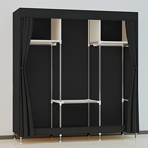 Guarda Roupa Dobrável Organizador Armário para Organizar Roupas (Preto)