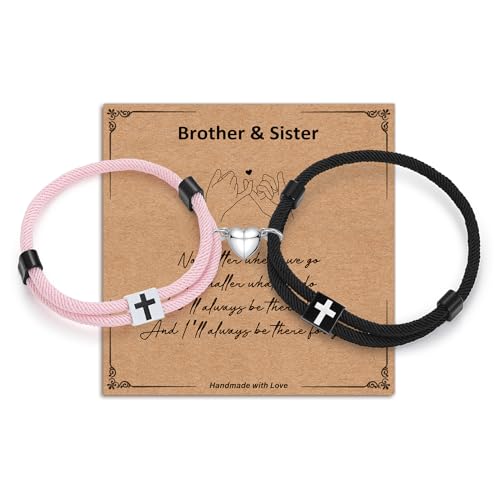 Gopbrer Gifts for Brother from Sister, Brother and Sister Bracelets Birthday Christmas Christian Baptism First Communion Confirmation Back to School Gifts for Kids, Teen Boys Gift Ideas