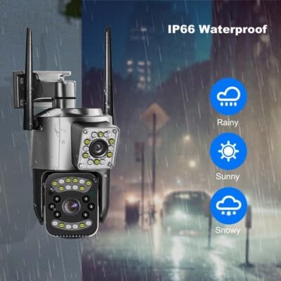 Image of DDLC V380 Pro 1080P WiFi Dual-Lens /Dual-Screen 6MP HD Wireless Security Camera with 360 PTZ, Color Night Vision & IP66 Waterproof Design Two Way Audio Communication (Dual Lens PTZ Camera)