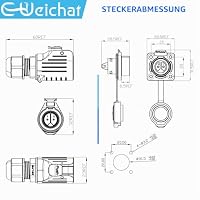 E-WeiChat EW-LP16 Wasserdichter Industriestecker IP68 Schnelles Einstecken Luftfahrt-Anschluss PBT-Schale Rundstecker Schnelle Freigabe Elektrischer Anschluss M16 2-9 Polig Flanschstutzen (5 Polig) – Ansicht 3