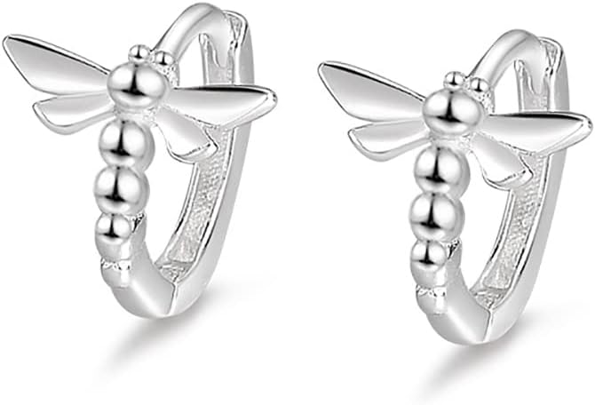 Cute Dragonfly Cartilage Mini Hoop Earrings for Women 925 Sterling Silver Tragus 2nd 3rd Hole Tiny Huggie Hoops Hypoallergenic 7mm Cuffs Earring Fashion Jewelry Gifts Christmas