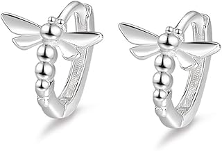 Cute Dragonfly Cartilage Mini Hoop Earrings for Women Teen Girls 925 Sterling Silver Tragus 2nd 3rd Hole Tiny Huggie Hoops Hypoallergenic 7mm Cuffs Earring Fashion Jewelry Gifts Christmas