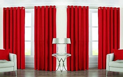 UNNAK Polyester Solid Plain Curtains for Door 8Ft Set of 4 Fancy Light Filtering Grommet Eyelet Panel Drapes for Living Room Bedroom, 4x8 Feet, Red (B0BZRXR2DD) Amazon Price History, Amazon Price Tracker