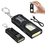 Torcia da lavoro a LED, mini torcia ricaricabile con 5 modalità di luminosità, mini torcia tascabile ricaricabile con portachiavi, luce lampeggiante rossa/blu per manutenzione, uso di emergenza